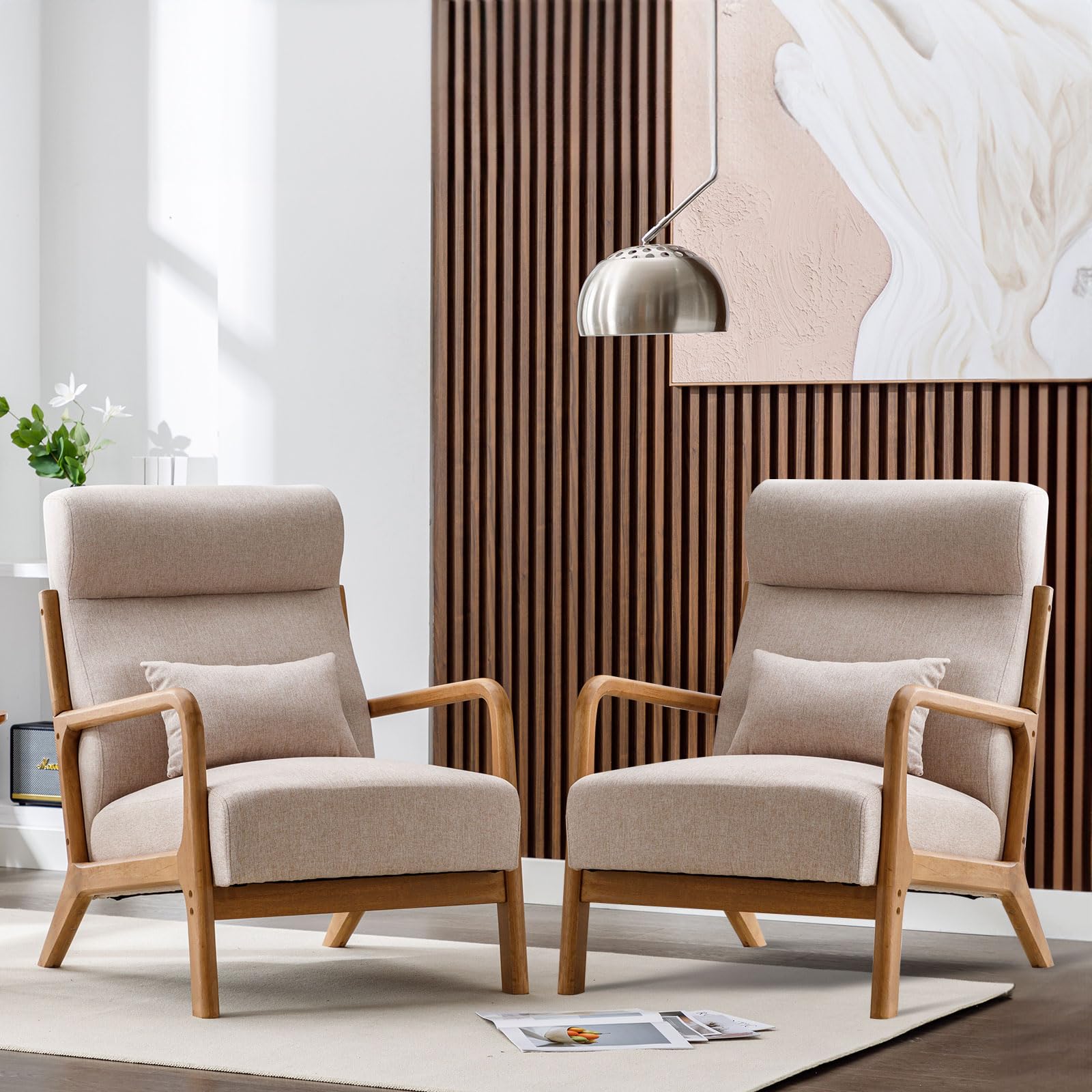 Amazon.com: ANJ Mid Century High Back Accent Chairs Set of 2